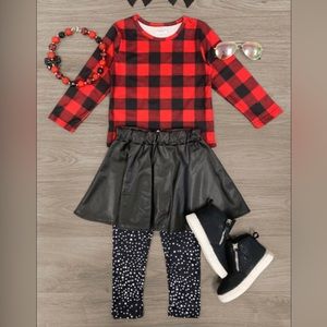 NEW include Leggings, Pleather skirt and LS Shirt Size M (size 4)